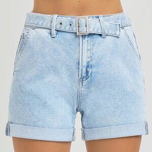 RISEN Full Size High Rise Belted Roll Up Shorts Plus Size